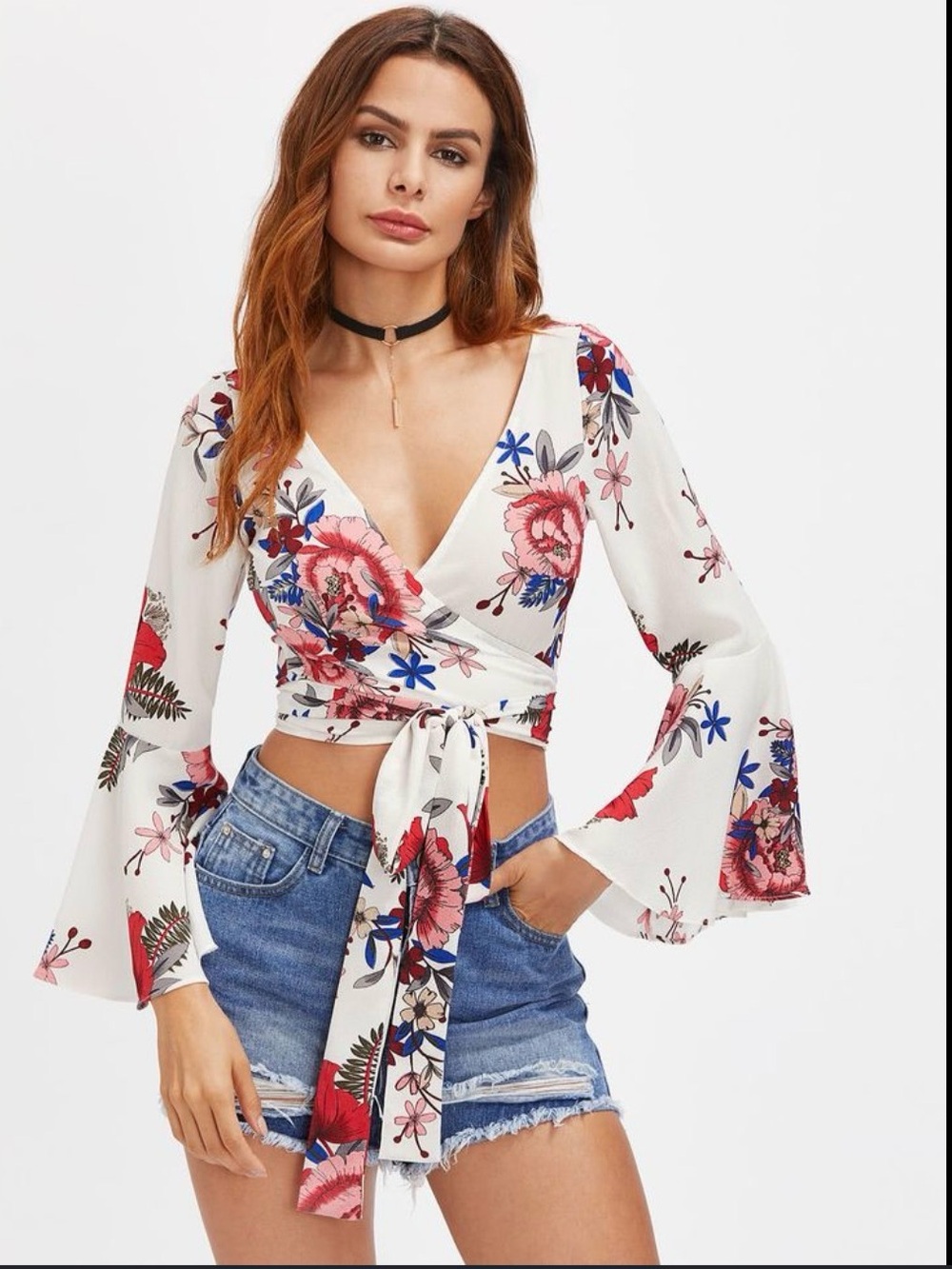 Super Cute floral wrapped crop top